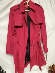 Narciso Rodriguez for Design Nation Berry Mid-Length Trench Coat Jacket L