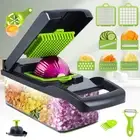 16pcs Vegetable Chopper Manual Food Grater Vegetable Slicer Cutter W/ Container