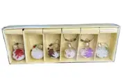 Cypress Home Art Glass Wine Charms Set of 6 Multicolored Christmas Ornaments
