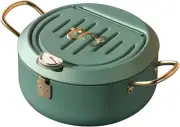 Tempura Frying Pan, 10 inch Deep Fryer Pot with Temperature Control, Green