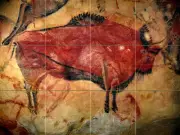 Prehistoric Art Altamira Bison Mural Tumbled Marble Backsplash Tile #2168