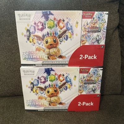 Pokemon Prismatic Evolutions 2 ETBs And 2 Booster Bundles New Sealed