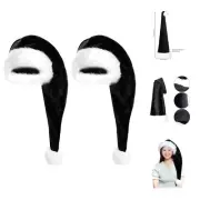 2 Packs Fluffy Santa Hats, 29.5 Inch Black Santa Hats Unisex Adult Velvet Hat...