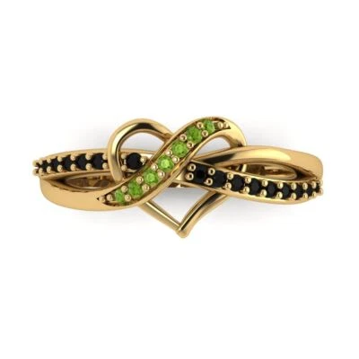 0.22Ct Round Cut Real Peridot 18k Gold Solitaire with Accents Engagement Ring