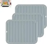 XUTONG 3 Pcs Silicone Pot Holder Silicone Trivet Mats,Silicone Table Mats Hot Pad Mats Pot Holder 30x22 cm,Non-Slip Rest Table Mats Heat Resistant Pot Coaster Table Countertop Mats Drying Mat (Grey)