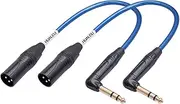 HUALEU Right Angle 1/4" TRS to XLR 3Pin Male Audio Cable,Right Angle 6.35mm TS to XLR Male,6N OFC+Silver Plated HI-END Audio Cable for Micphone Mixer-1FT 2Pack