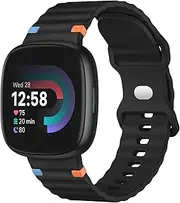 Odbeai Sport Band Compatible with Fitbit Versa 4 Bands for Woman/Versa 3 Bands Women/Sense 2/Sense Band, Soft Silicone Waterproof Breathable Replacement Wristbands Sport Strap Accessories for Men
