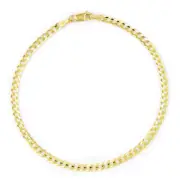 14k Yellow Gold Solid 2.5mm Curb Cuban Link Chain Bracelet or Anklet 7" 8" 9"