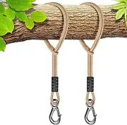 BeneLabel Set of 2 Swing Tree Attachment Rope, 1.5 m Hammock Attachment Cord with Hooks (400 lbs) for Outdoor Tree Hanging Chair Playground Set, 2500 lbs, 10 mm Diameter, Natural Jersey