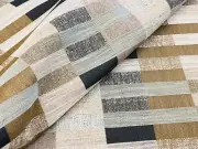 Romo Retro Inspired Woven Block Stripe Uphol Fabric- Lavin Tamarind 2 yd 7927/03