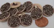 12 Matte Cream & Brown Plastic Buttons 3/4" 19mm # 5633