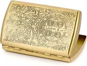 [Team Pistol] Carved Constantine Pure Copper Metal Cigarette Case Holder Holds 12 Cigarettes