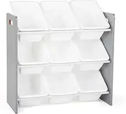 Humble Crew Inspire Kids Toy Storage Organizer with 9 Storage Bins, Grey/White