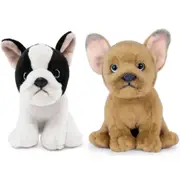 2pc Living Nature French Bulldog Puppy Plush Toy - Sand/Black & White Set 0y+