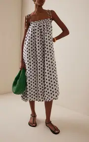 [Sea] Paulina Polka-Dot Cotton Midi Bubble Coverup Dress