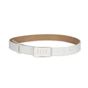 Elle Women's/Ladie's Paris Saffiano Plate Buckle Chic Fashion Belt White