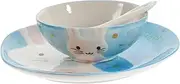 SHOWERORO Bowl Rabbit Bunny Pattern Baby Dishware Set Dish Sets Toddler Ceramic Dishware Reusable Plate Bowl Spoon Kit