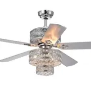 Warehouse Of Tiffany Ceiling Fan Light Indoor Chrome w/Remote Controlled Indoor