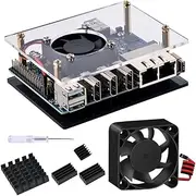 DVOZVO Orange Pi 5 Plus Case with 40mm Fan, Orange Pi 5 Plus Fan with 4 Aluminum Heatsinks for Orange Pi 5 Plus 4GB/8GB/16GB