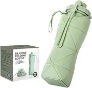 Tongke Collapsible Water Bottle Leakproof Valve Reusable BPA Free Silicone Foldable Water Bottle for Hiking Gym Camping Sports Travel 20oz (Green)