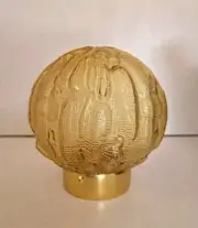 Retro 70s Textured Amber Glass Ceiling Light Lamp Shade Round Pendant Batten Fix