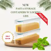 Komax Biokips Pasta Storage Containers w/Locking Lids (Set of 2) Airtight Clear