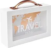 Shadow Money Box for Travel Savings - Coin Bank for Adults - Vacation Jar - White Saving Box With Handle - Honeymoon Fund - Adventure Fund