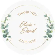 [Namly Design] Circle label - Personal Sticker - Golden Leaf Seal