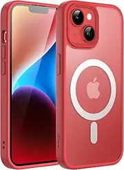 JETech Magnetic Case for iPhone 14 6.1-Inch Compatible with MagSafe, Translucent Matte Back Slim Shockproof Phone Cover (Red)