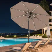 Costway3 m Solar Patio Umbrella with 96 LED Lights Outdoor Market Sunshade-Coffee