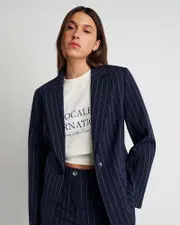 [Jag] Jag Women's Gia Relaxed Pinstripe Blazer In Navy/white Size 16 16 Navy