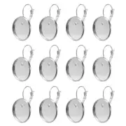 20Pcs Leverback Earring Hooks with 18mm Flat Round Blank Bezel Trays, Silver