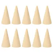 50x25mm Natural Wood Cone Ring Holder, 10 Pack Finger Jewelry Display Stand