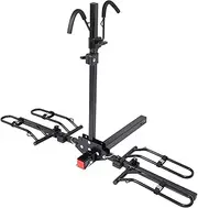 2 Bikes Platform Bicycle Carrier Foldable Car Rear Holder Rack Fit 2" Hitch Receiver Mount Long Travel Max Load 50kg