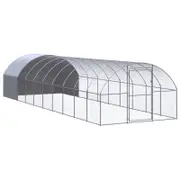 vidaXL Outdoor Chicken Coop Hen House Pet Cage Chicken Run Galvanised Steel 3x10x2 m