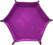 STOBAZA Leather Dice Holder Dice Plate Dice Custom Dice Holder Board Game Dice Tray Dice Storage Pouch Jewelry Dish Leather Hexagon Tray Key Holder Bedside Table Purple