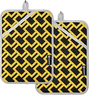 Pot Holders Kitchen Heat Resistant Happy Halloween Yellow Black Potholders with Pocket Hot Pads for Cooking Oven Mitts 2 Pack