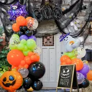 Halloween Balloon Arch Kit - Party Decorations Garland Black Orange Green Purple