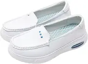 [CLSQLXYJZC] Fashionable Breathable Wedge Platform Slip-On Non Slip Leather Nursing Shoes for Women, Soft Bottom Non Tiring Feet Air Cushion Moccasin Loafers, for Hospital, Restaurant Work