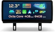 XTRONS Android Car Stereo for BMW 1 Series E81 E82 E87 E88 CIC, 12.3” Octa Core 4GB+64GB Car Radio 4G LTE 5GHz WiFi, IPS Touch Screen GPS Navigation for Car with Bluetooth 5.0 Car Play Android Auto