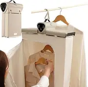 Portable Dryer Electric Clothes Dryer Indoor, Heated Clothes Airer with Cover, Travel Heated Clothes Dryer, 4H/6h/8h Timer, Constant Temperature Drying, Portable Lightweight Clothes Dryer Khaki