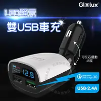 在飛比找PChome24h購物優惠-【Glolux 北美品牌】 QC3.0 高速車用充電器 電瓶