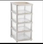 4 Tier Large Plastic Drawer Storage Organiser Level Office Box Cabinet with (Clear Color)