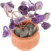 ULTECHNOVO Crystal Tree Ornaments Desk Ornament Office Decor Office Decor for Women Mini Stone Tree Bookshelf Decorative Objects Desktop Decoration Purple Crystal
