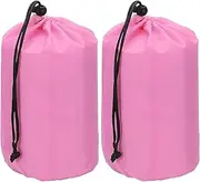 uxcell Stuff Sack, 2 Pcs 6 x 13 Inch Waterproof Outdoor Storage Sack Portable Drawstring Dust Flap Bag Lightweight Sleeping Bag for Camping Hiking Travel, Pink