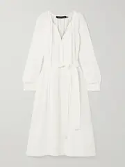 [Proenza Schouler] Proenza Schouler - Enya Belted Crepe Midi Shirt Dress - White - US2 US 2 White