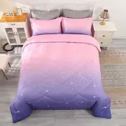 Glitter Teen Bedding Sets for Girls Gradient Size 5 Pieces Full Light Purple