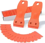 2PCS Orange Plastic Razor Blade Scraper Tool and 100PCS Orange Plastic Blades fo