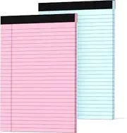 Colored Legal Pads 8.5 x 11, 2 Pack Pink Notebook Paper 8.5 x 11, Colored Note Pads 8.5 x 11 Notepad, Paper Pads 8.5 x 11 Writing Pads, Colored Lined Pads of Paper 8.5 x 11, Wide Ruled, 30 Sheets/Pad
