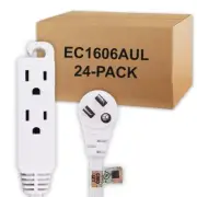 Uninex EC1606AUL Flat Angle Plug Extension Cord with 3-Outlet 3-Prong 6-Foot ...